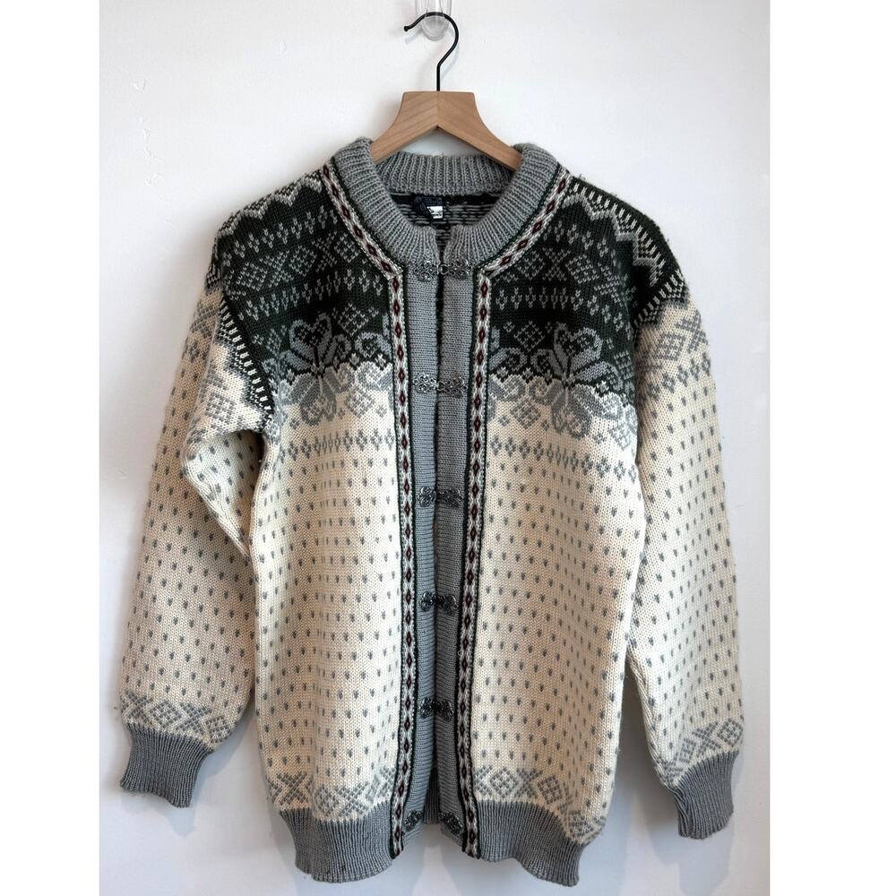 Dale of Norway Wool Sweater Cardigan Nordic Pattern Size M 50